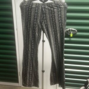 Black and White Patterned Boot Cut Pants